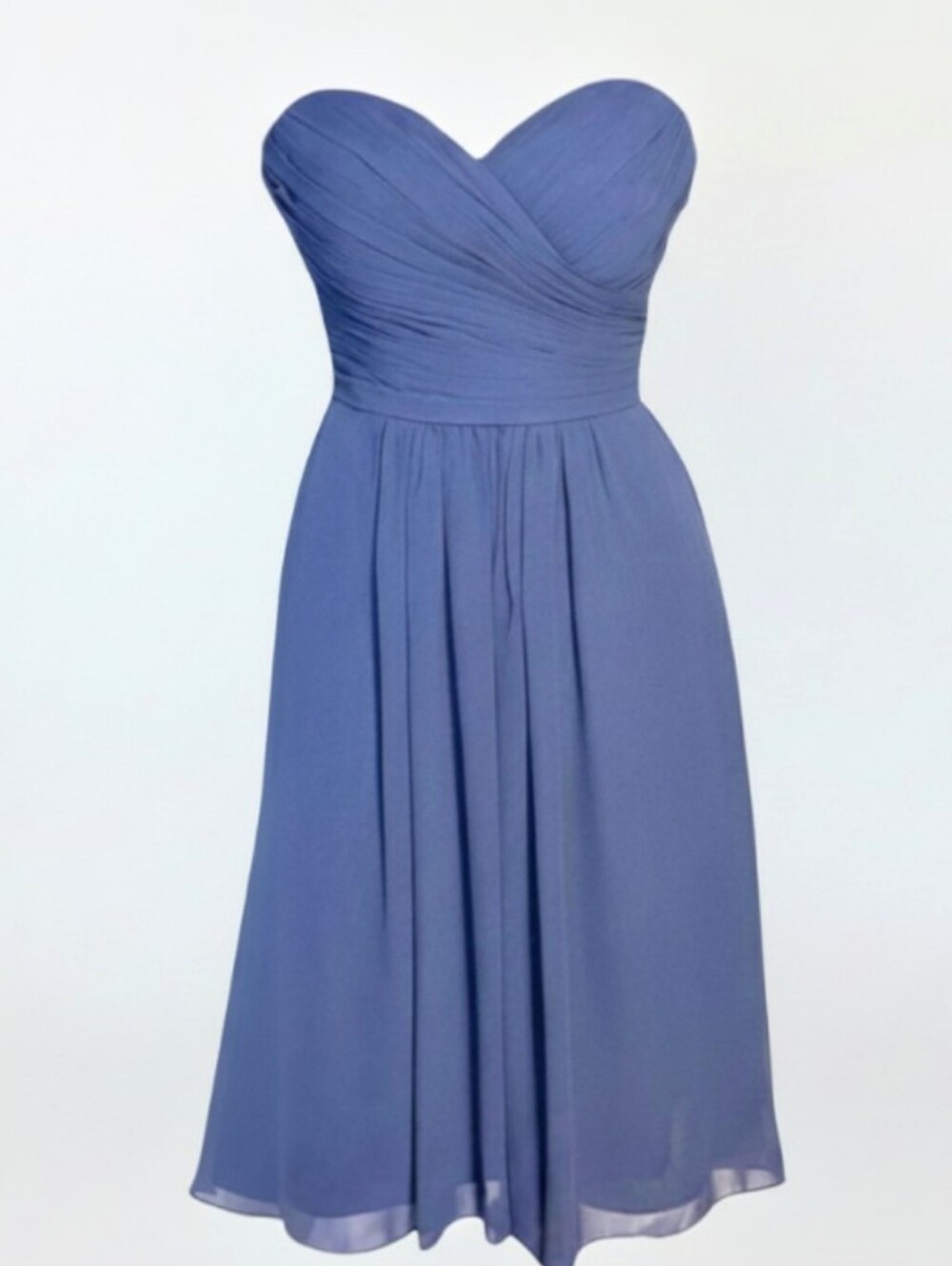 BILL LEVKOFF Strapless Chiffon Formal Mini Dress Navy Prom Ruched Bodice Size 6
